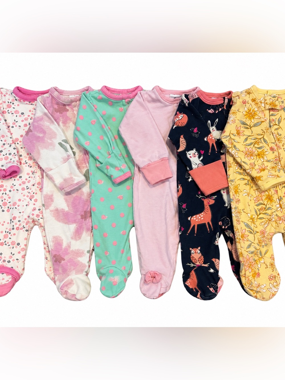 Preemie Baby Girl Footed Sleeper Bundle Carter’s Gerber 6 Pc